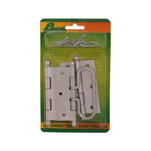 Dobradiça Ferro 3.1/2x2.3/8 Com Alça Cromo Acetinado Belenus