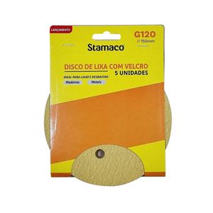 Disco De Lixa Com Velcro 150mm G120 Com 5 Peças Stamaco