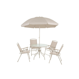 Conjunto Malibu Bege Mesa, Cadeira E Guarda Sol Mor