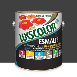 Esmalte Base Agua Fosco Preto 3.6l Lukscolor