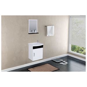 Kit Siena Suspenso 39cm 1 Porta +Espelho 39cm  Preto Aj Rorato