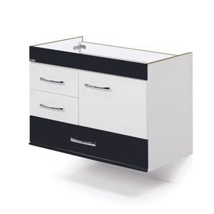 Toucador Mônaco Suspenso 2 Gavetas/Gavetão 79.5cm Preto Aj Rorato