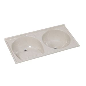 Tanque Duplo Mármore Sintético 124x62cm Travertino Aj Rorato