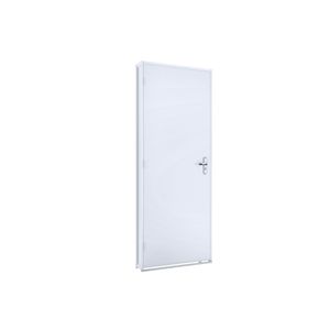 Porta Facilita Folha Madeira Batente Aço 215x085 Direita Branco Ullian