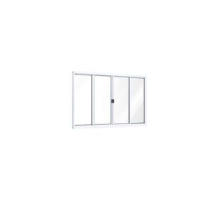Janela Riobras Alumínio De Correr Central 4 Folhas Sem Grade 100x150 Branco Ullian