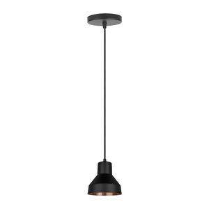 Pendente Viena Preto Com Cobreado Para 1 Lâmpada Kin Home
