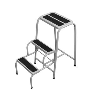 Banqueta Escada Dobrável De Aço Udm-0400 Branco Utilaço