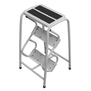 Banqueta Escada Dobrável De Aço Udm-0400 Branco Utilaço
