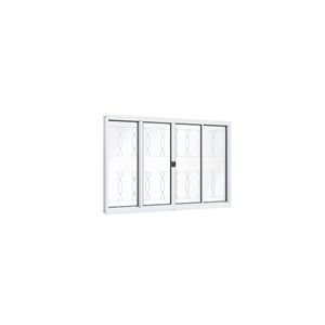 Janela Rio Bras Pronta De Correr Central Grade Mosaico 100x200 Branco Ullian