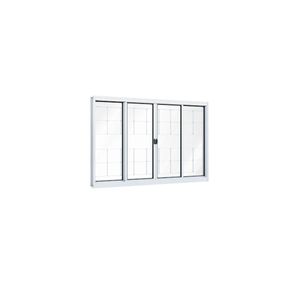Janela Rio Bras Pronta De Correr Central Grade Quadrada 100x150 Branco Ullian