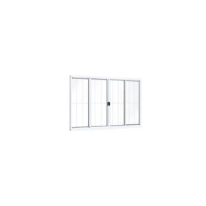 Janela Rio Alumínio De Correr Central 4 Folhas Com Grade 100x120 Branco Ullian