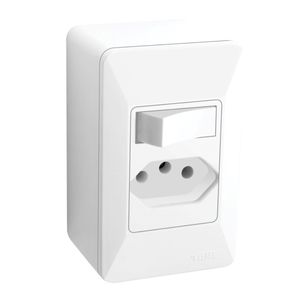 Conjunto 1 Interruptor Simples + 1 Tomada 2p+T 10a Externo Fame
