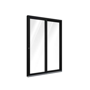 Porta Alumínio De Correr Lateral Sem Travessa 2 Folhas Móveis Sem Grade 213x150 Preta Ullian