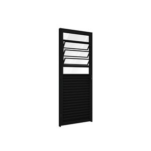 Porta Alumínio De Giro Mista Com Basculante 215x85 Direita Preta Ullian