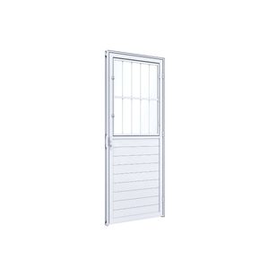 Porta Alumínio De Lambri Mista Com Postigo 215x85 Esquerda Branco Ullian
