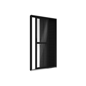 Porta Balcão Alumínio De Correr Lateral 2 Folhas Móveis E 1 Folha Fixa 213x120 Direita Preta Ullian