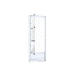 Porta Rio Bras Pronta Com Postigo Grade Mosaico 215x85 Esquerda Branco Ullian