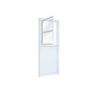 Porta Rio Alumínio De Giro Mista Postigo Com Grade 215x85 Esquerdo Branco Ullian