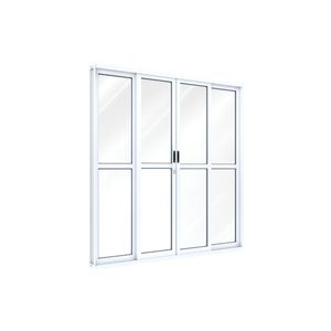 Porta Riobras Alumínio De Correr Central 4 Folhas Sem Grade 213x200 Branco Ullian