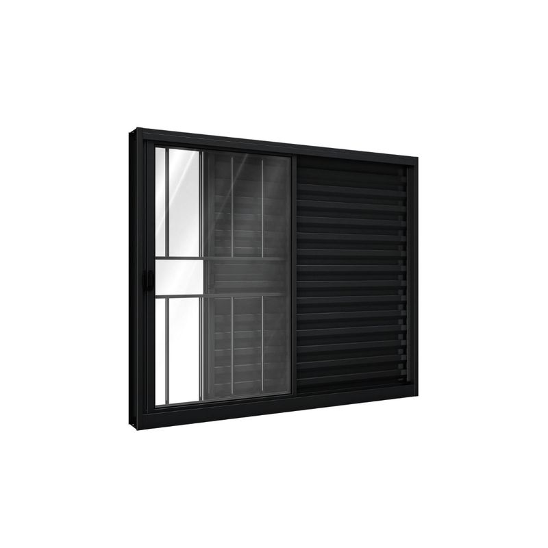 Venez_Alumnio_De_Correr_Lateral_2_Folhas_Mveis_E_1_Folhas_Fixas_Com_Grade_100x150_Esquerda_Preta_Ullian_103618001jpg