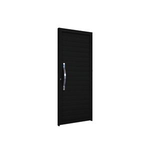 Porta Alumínio Lambril De Giro Sem Friso Com Puxador 60cm 215x89 Direita Preta Ullian