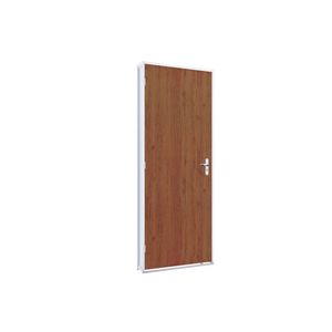 Porta Riobras Pronta Batente De Aço Folha Madeira Mogno 215x75 Direita Ullian