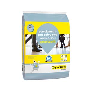Argamassa 20kg Porcelanato E Piso Sobre Piso Interna Branco Estabilidade À Estrutura Quartzolit
