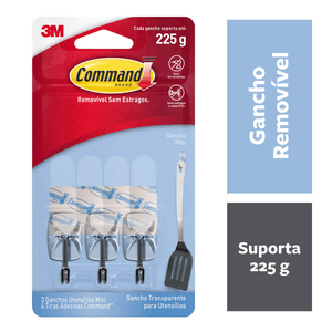 Gancho Utensílios Command Transparente 3m
