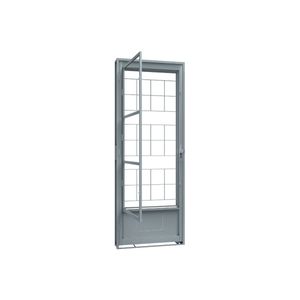 Porta Riobras Com Postigo E Grade Quadrada 215x85 Esquerda Sem Pintura E Sem Vidro Ullian