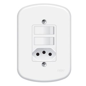 Conjunto 2 Interruptor Blanc Paralelo Simples + 1 Tomada 2p+T 10a Fame