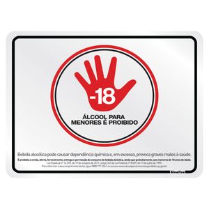 Placa Alumínio 20x25 Proibido Bebida Para Menor 18 Anos Sinalize