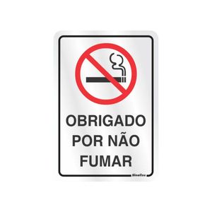 Placa Alumínio 16x23 Obrigado Não Fumar Sinalize