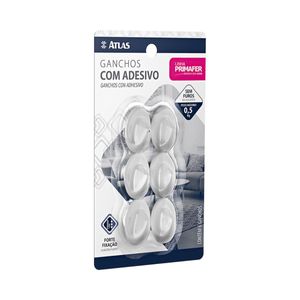 Gancho Com Adesivo Branco 2501 6 Peças Atlas