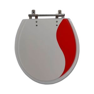 Assento Oval Duo Branco/Vermelho Poliart