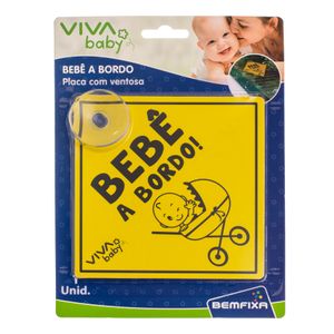 Placa De Sinalização Para Veículo Com Ventosa Bebê A Bordo Bemfixa