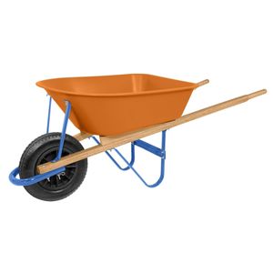 Carrinho De Mão Braço Madeira E Caçamba Plástica Funda Tramontina