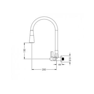 Torneira Cozinha 1168 C62 Parede Bica Art Com Ducha Preto Esteves