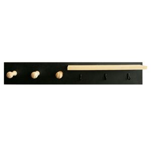 Cabideiro Com 3 Pitões E 3 Ganchos 60x10x8.5cm - Preto Kapos