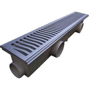 Conjunto De Caixa Coletora Porta Grelha14x96 Martelado Cromado Saida Lateral Costa Navarro