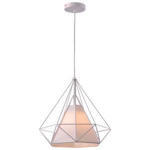 Pendente Aramado Piramidal Branco/Branco E27 1 Lâmpada Startec