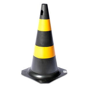 Cone Sinalização 50cm Preto E Amarelo Balaska