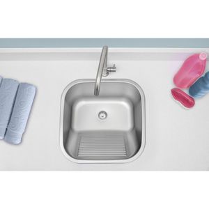 Tanque Encaixe Aco Inox 40x40 Acetinado Com Valvula Tramontina