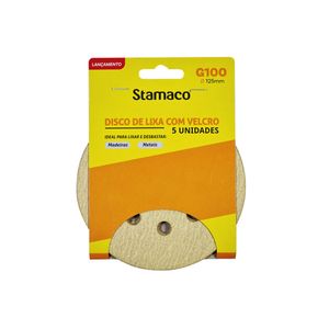 Disco De Lixa Com Velcro 125mm G100 Com 5 Peças Stamaco