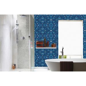 Revestimento Adesivo 45cmx2m Pastilha Azul Piscina Con-Tact