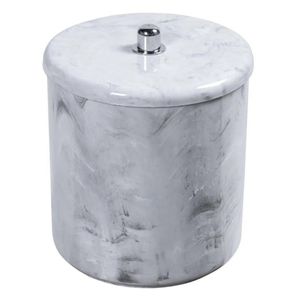 Cesto Multiuso Com Tampa 6 Litros Marmorizado Branco Com Puxador Cromado Astra
