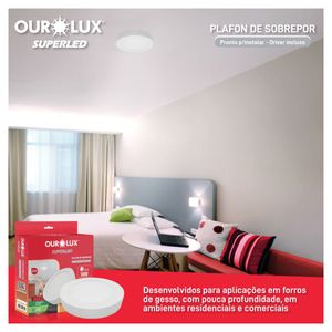 Plafon Superled Sobrepor 18w 4000k Redondo Bivolt Ourolux