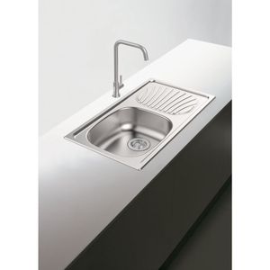 Cuba De Sobrepor Alpha 40 R Em Aço Inox Com Acabamento Pré-Polido 78x43cm Com Escorredor E Válvula Tramontina