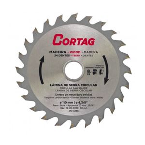 Lâmina Serra Circular Para Madeira 24 Dentes 110 Mm Cortag