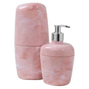Kit Acessórios Marmorizado Com 2 Peças Rosa Astra