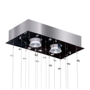 Plafon Sobrepor Cristal Ball Retangular 32x16cm 2 Lâmpadas Bronzearte